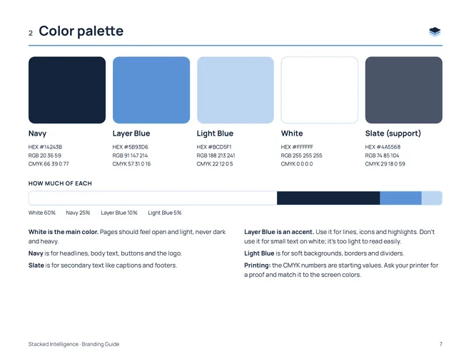Color palette page